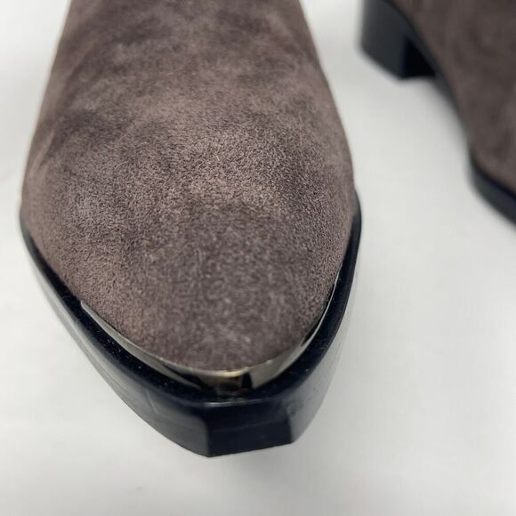 Marc Fisher Yale Chelsea Booties 7 Brown Leather Suede Pointed Toe Pull On - Picture 7 of 9